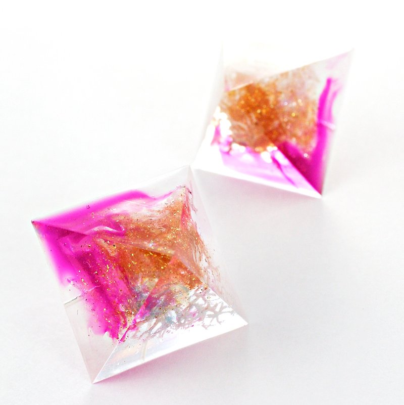 Pyramid Earrings (White Coral) - Earrings & Clip-ons - Other Materials Purple
