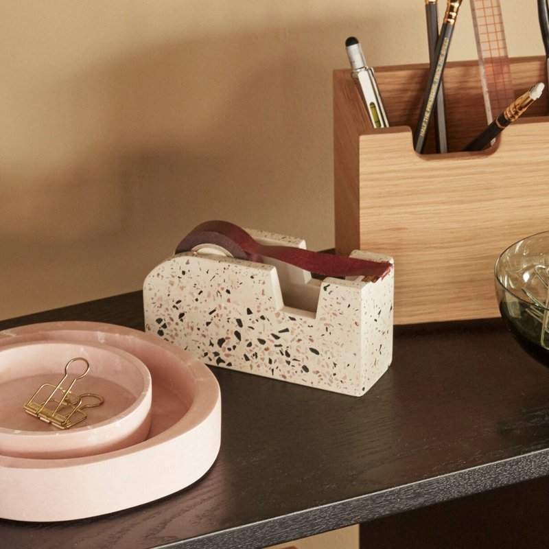 【Hübsch】-530804 White Terrazzo Tape Table New Year Gift Storage - อื่นๆ - หิน ขาว