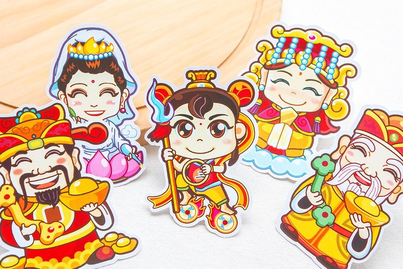 神明祝壽 Q版神明紙卡 祝壽塔裝飾 擺宴佈置紙卡 高10cm - 卡片/明信片 - 新鮮食材 多色