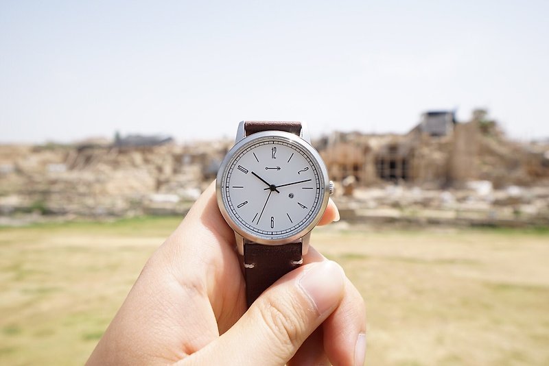Classy Hour (Modern Vintage Watch) - นาฬิกาผู้ชาย - โลหะ ขาว