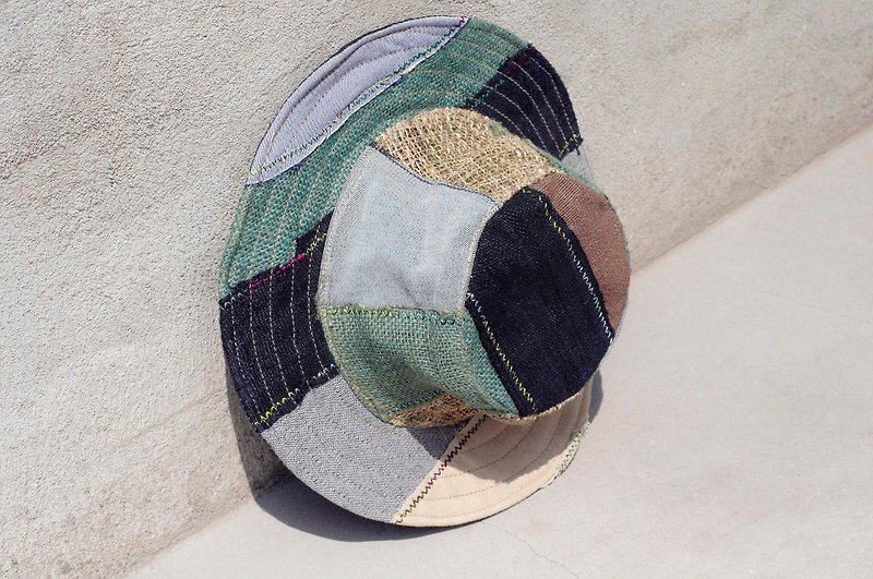 Ethnic hand-woven stitching cotton cap / knitted hat / hat / visor - Blue Highway wind hand-woven cotton (limit one) - Hats & Caps - Cotton & Hemp Multicolor