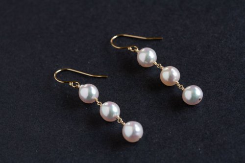 バロックパール 三連ピアス あこや真珠 14kgf / Triple Baroque Akoya