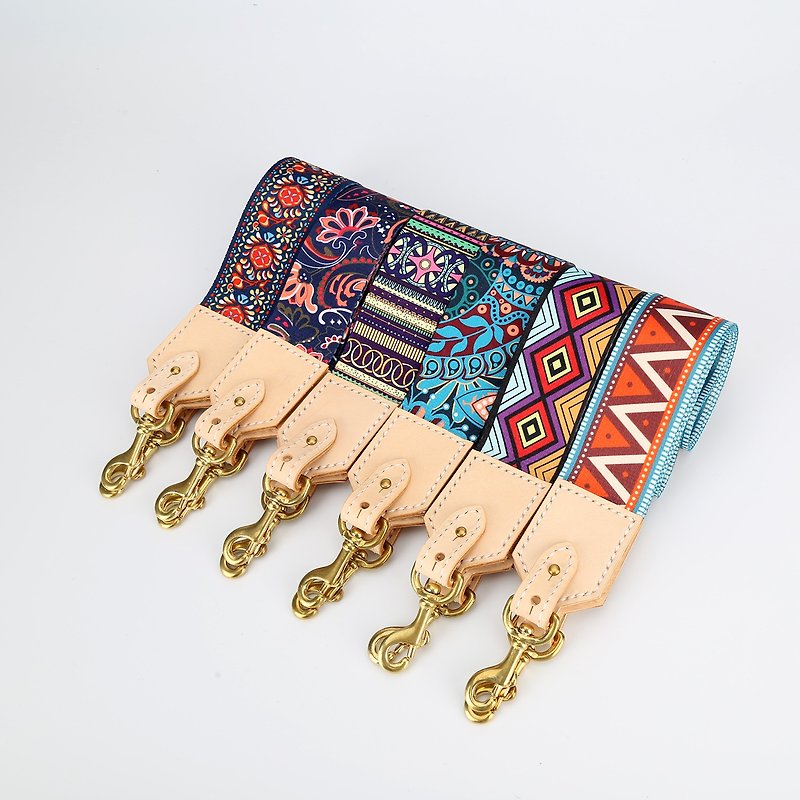 [Cutting line] Beautiful travel and comfortable wide straps Hand-printed straps and bags replacement straps - Other - Cotton & Hemp Multicolor