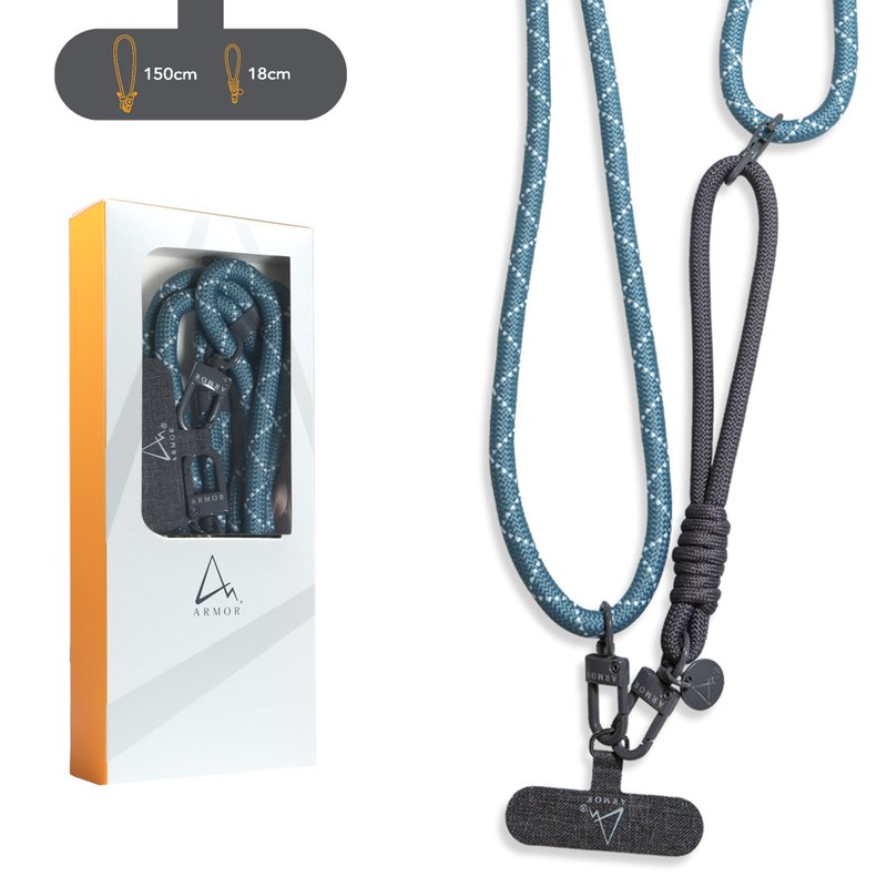 ARMOR 2-in-1 adjustable mobile phone lanyard, River Blue with Charcoal Grey - Other - Other Materials 