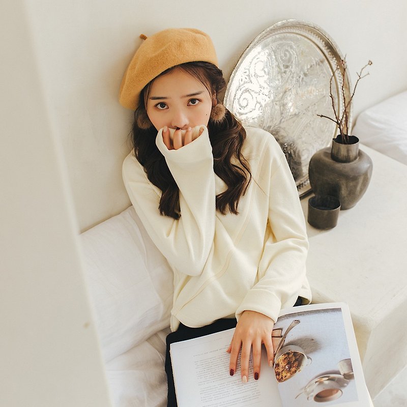 [Hot sale] 2019 Annie Chen wild simple autumn loose loose shirt sweater 81071 - อื่นๆ - วัสดุอื่นๆ ขาว