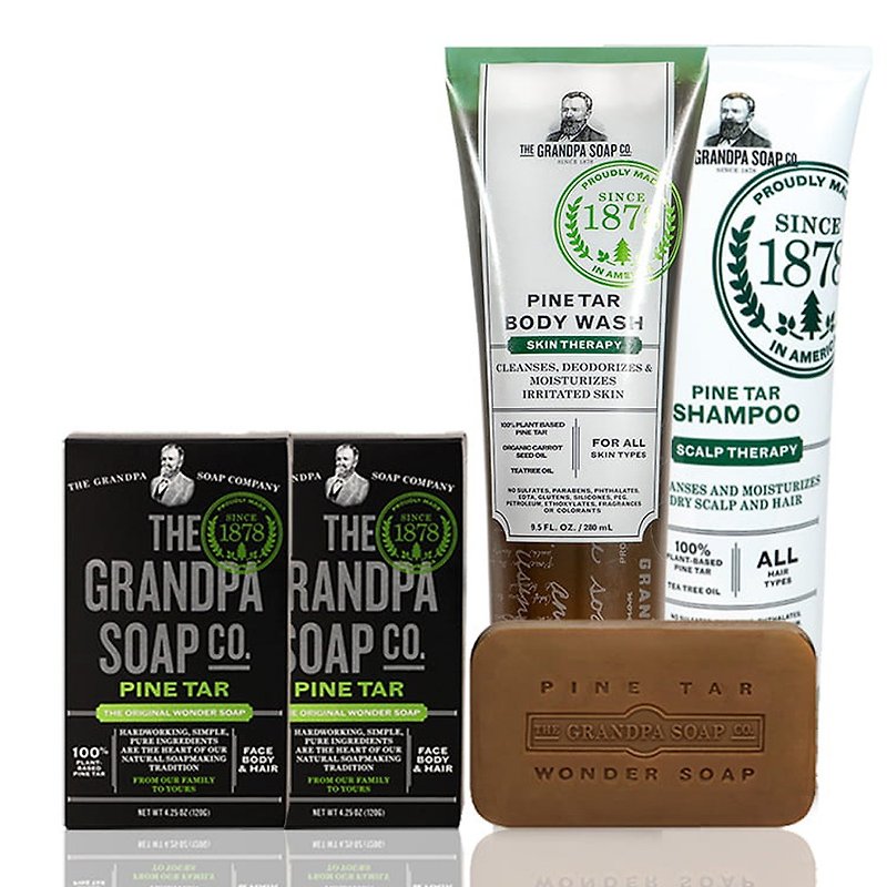 Grandpas Soap Magic Pine Tar Head to Toe Purifying Care Set - Soap - Other Materials Green