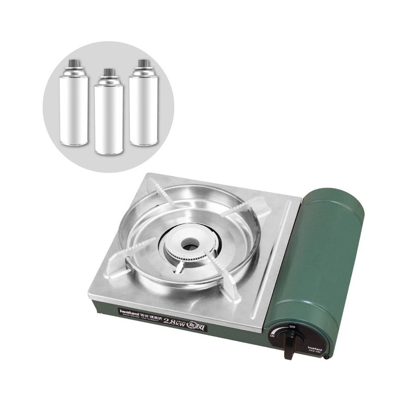 【Iwatani岩谷】綠卡高效防風型磁式瓦斯爐-2.8kW-搭贈3入瓦斯罐 - 露營用品 - 其他材質 綠色