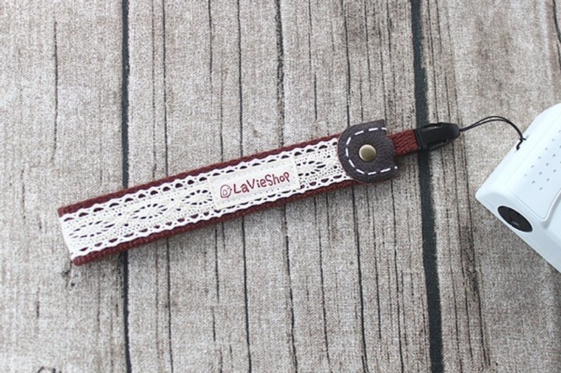 Japanese Cotton Lace  (Brown)  25mm Handmade Camera strap / handstrap - Cameras - Cotton & Hemp Brown