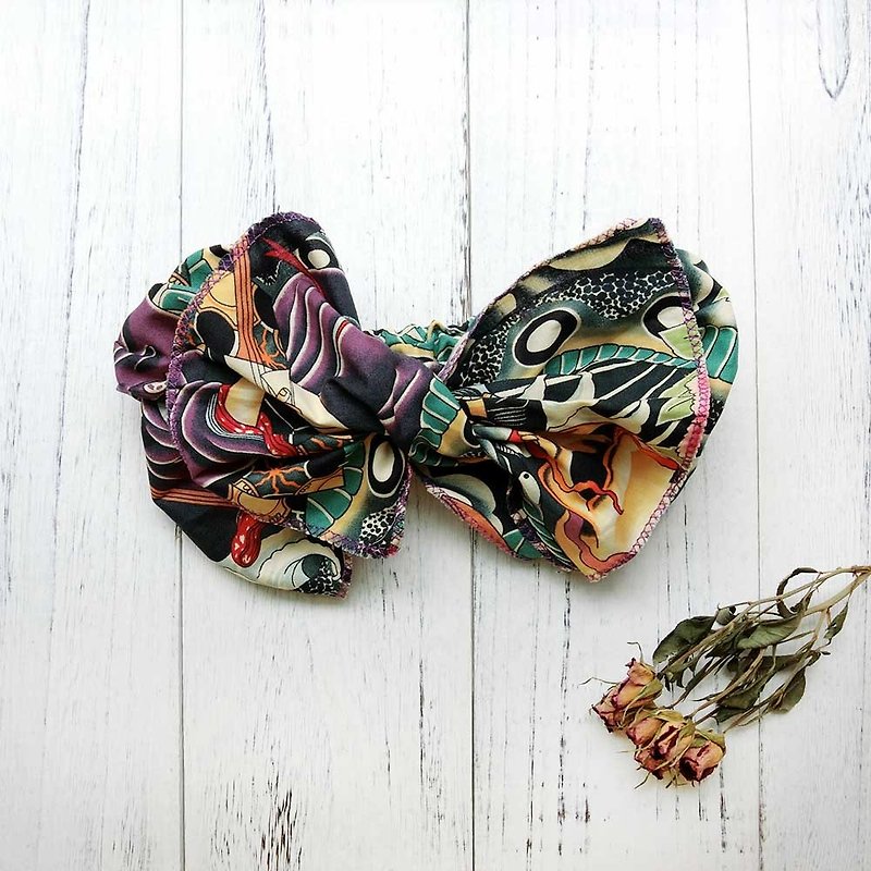 [Shell art] giant butterfly hair band (Ukiyoe tattoos) - the whole can be disassembled! - ที่คาดผม - ผ้าฝ้าย/ผ้าลินิน หลากหลายสี