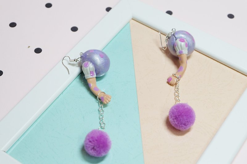 Remade doll hand earrings / babyhand /Harajuku/kawaii/ - Earrings & Clip-ons - Other Materials Purple