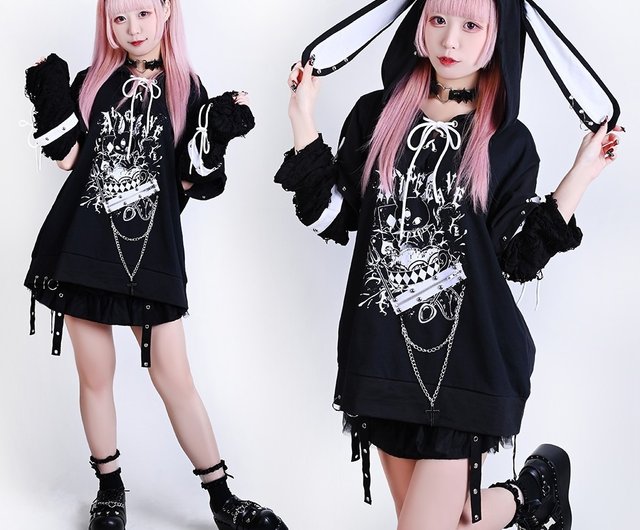 Kawaii punk grunge Incubus rabbit strappy neck sleevelet ear