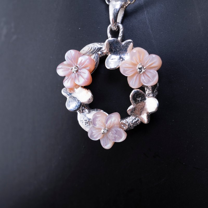 【桜カラー】春色シルバーペンダントトップ　【受注生産】S-031 - 項鍊 - 其他金屬 銀色