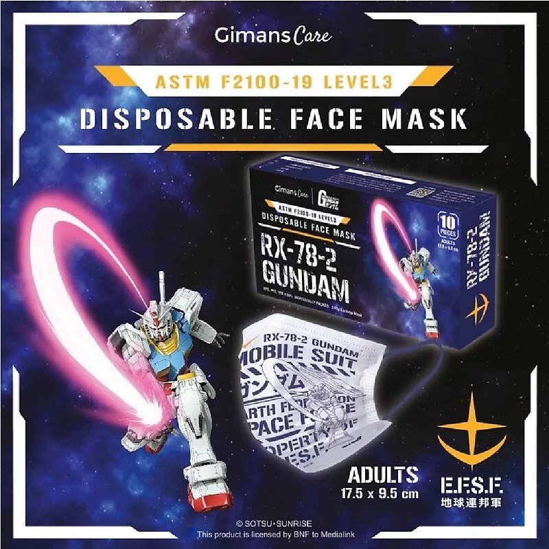 Mobile Suit Gundam Authorized Plane Mask - RX-78-2 Gundam Adult Mask 10pcs - Face Masks - Other Materials 