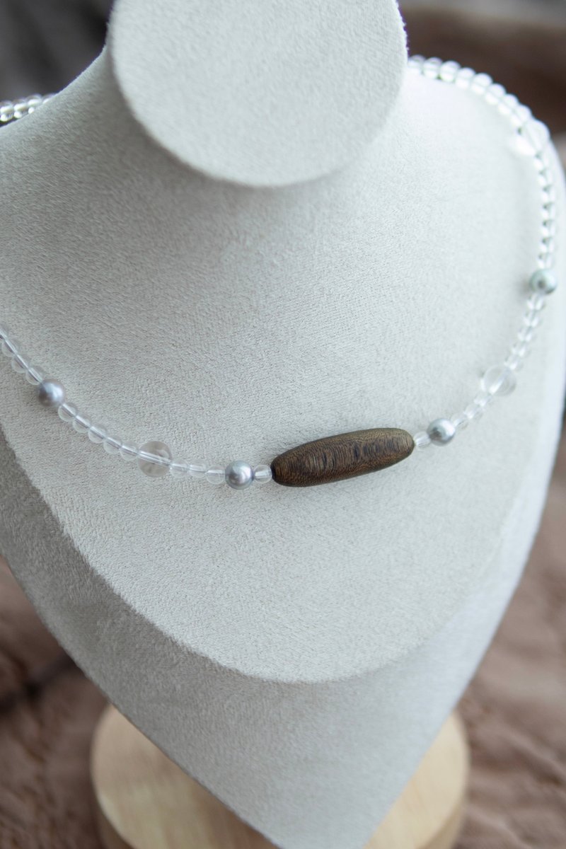 天然奇楠沉香+白水晶+珍珠 鎖骨鏈 客定 - 鎖骨鍊 - 水晶 