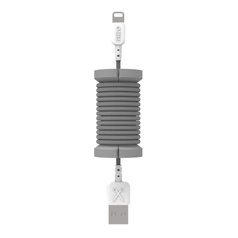 義大利PHILO Lightning - USB 繽紛編織傳輸線 100cm 太空灰8055002391023 - 行動電源/充電線 - 塑膠 灰色