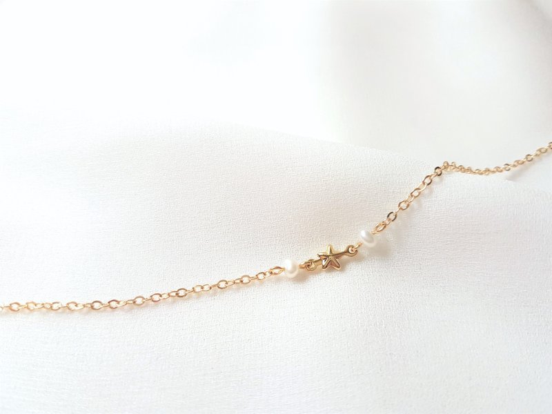 Where the Stars Are‧Star Pearl Thin Bracelet - Bracelets - Pearl Gold