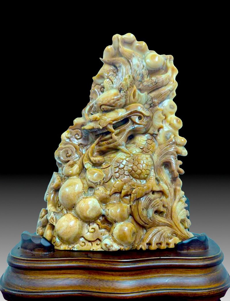 【龍宮舍利】龍王巧雕 穩岳之王 七星龍王之一 聚財 守護 穩固 - 擺飾/家飾品 - 石頭 卡其色