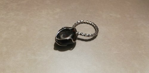 アンティークシルバースプーンのリメイク天然石付きリング_06029