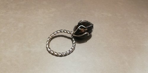 アンティークシルバースプーンのリメイク天然石付きリング_06029