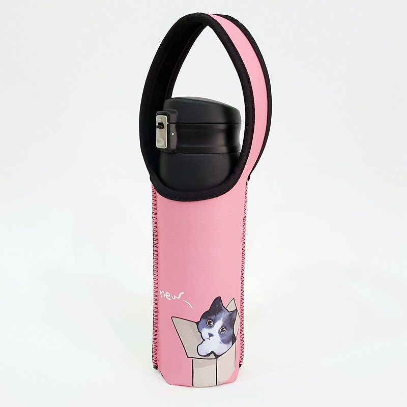 連環泡x科肯設計-保溫瓶提袋-粉粉凱米 - 杯袋/飲料提袋 - 橡膠 粉紅色