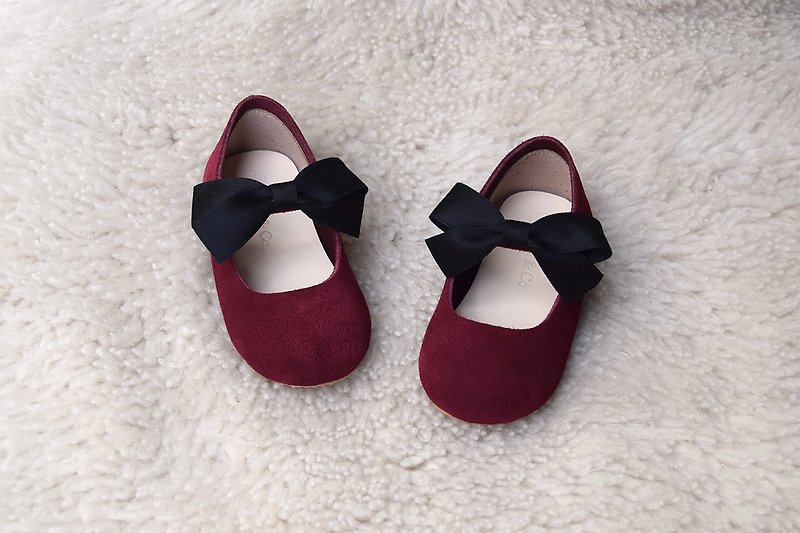 酒紅色學步鞋 彌月禮物 女寶寶週歲禮物 嬰兒禮物 嬰兒鞋 週歲照 - 童裝鞋 - 真皮 紅色