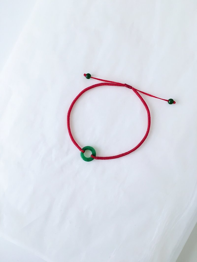 Tielongsheng safe ring red line safe deduction safe peace month very fine bracelet lucky rope baby - สร้อยข้อมือ - วัสดุอื่นๆ สีเขียว