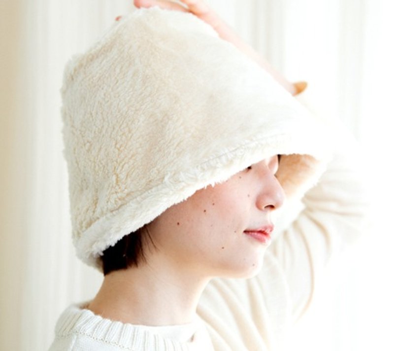 Organic Cotton Fur ふわふわあったか帽子【生成り色】 - 帽子 - 棉．麻 白色