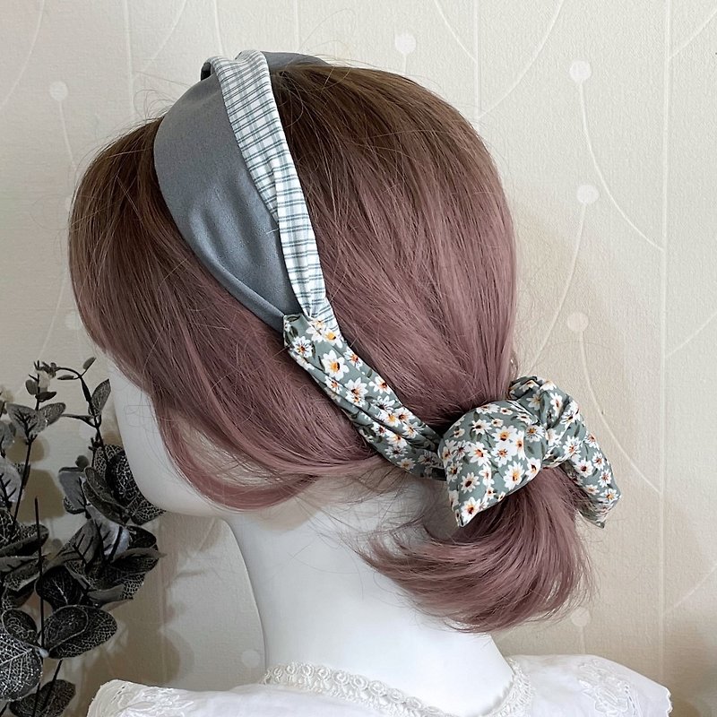 Multi-use strap headband / mask decompression bow knotted cross hairband wide headband hairband - ที่คาดผม - วัสดุอื่นๆ 