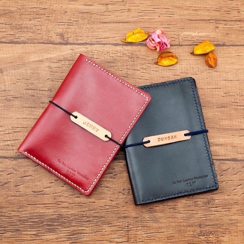 1+1 combination passport holder passport set personalized leather handmade leather case business card hand-sewn leather - ที่เก็บพาสปอร์ต - หนังแท้ หลากหลายสี