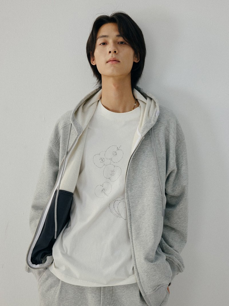 日系復古 / 加絨加厚連帽衛衣 - 帽T/大學T - 其他材質 灰色