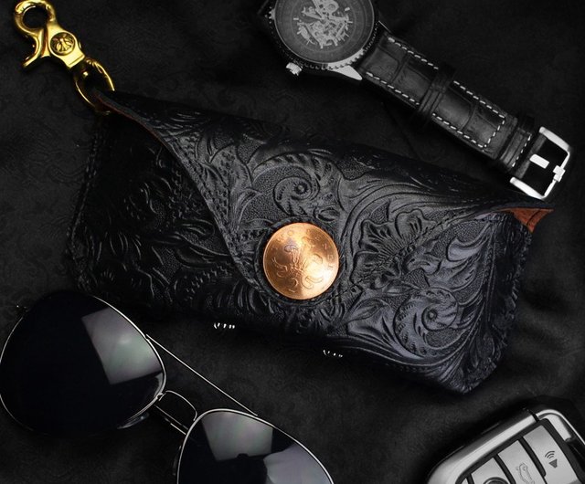 ハンドメイド レザー メガネ ケース ポータブル 男女兼用 レトロ