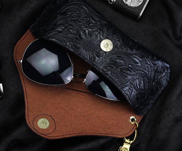 ハンドメイド レザー メガネ ケース ポータブル 男女兼用 レトロ