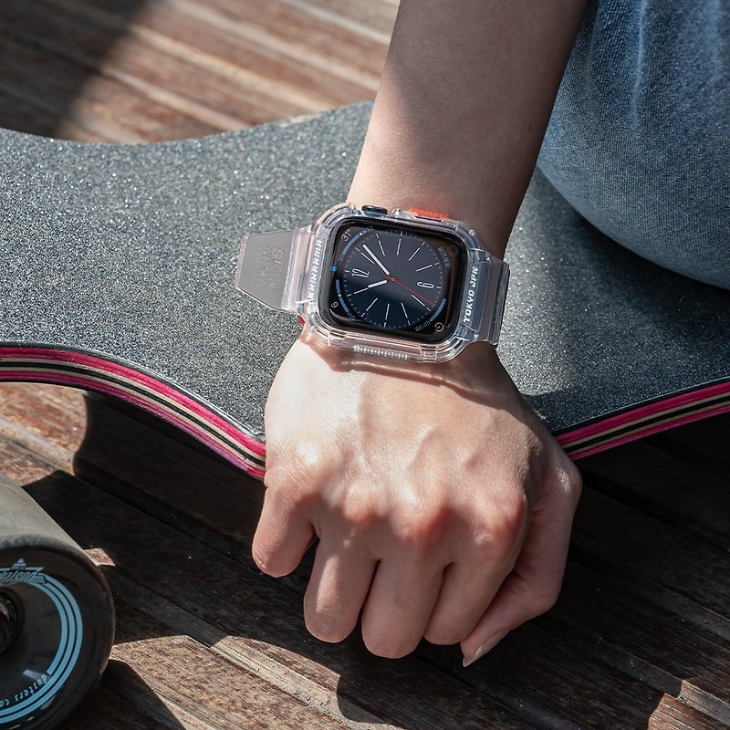 Apple Watch 45/44mm Saido Street Trend One-piece Strap-Transparent - Watchbands - Plastic Transparent