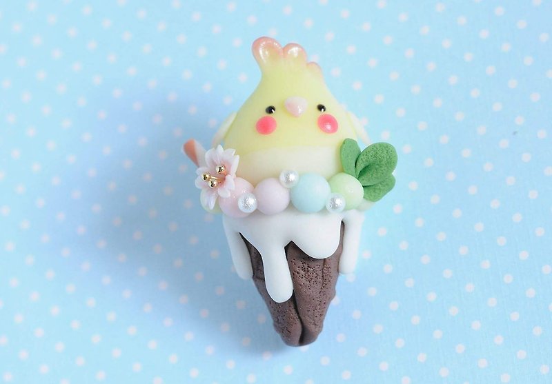 :│Sweet Dream│:The taste of summer: QQ Parrot Cone-Xuanfeng Padan/key ring/gift - Keychains - Clay Yellow