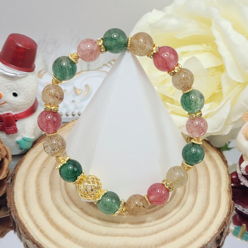 AgIo. Christmas ornaments/red, green and yellow strawberry crystals. Designer bracelet - Bracelets - Crystal 