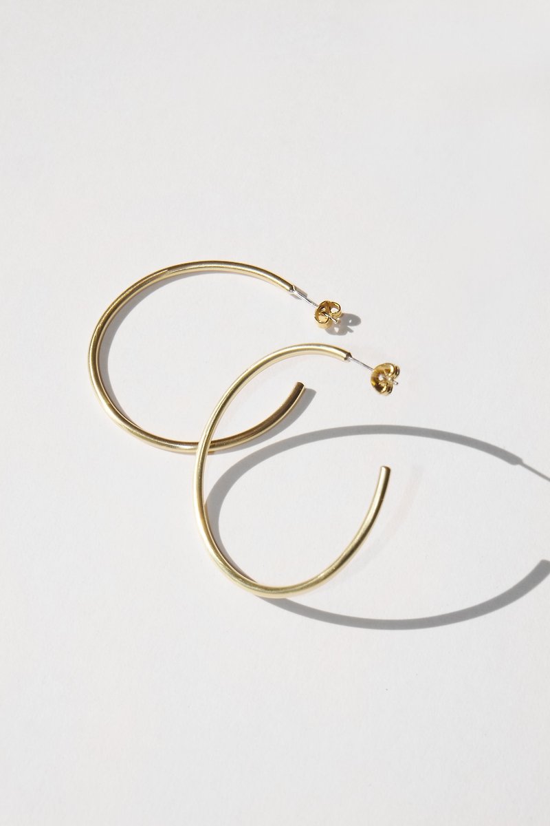 Hoop Earring-L Large Hoop Earrings - Earrings & Clip-ons - Copper & Brass Gold