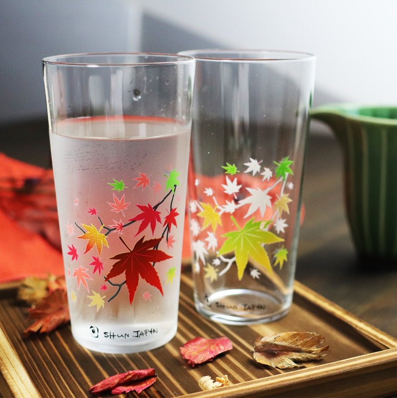 冷感紅葉タンブラーグラスペアセット　温度で色が変わる季節を楽しむ器 - 玻璃杯 - 玻璃 紅色