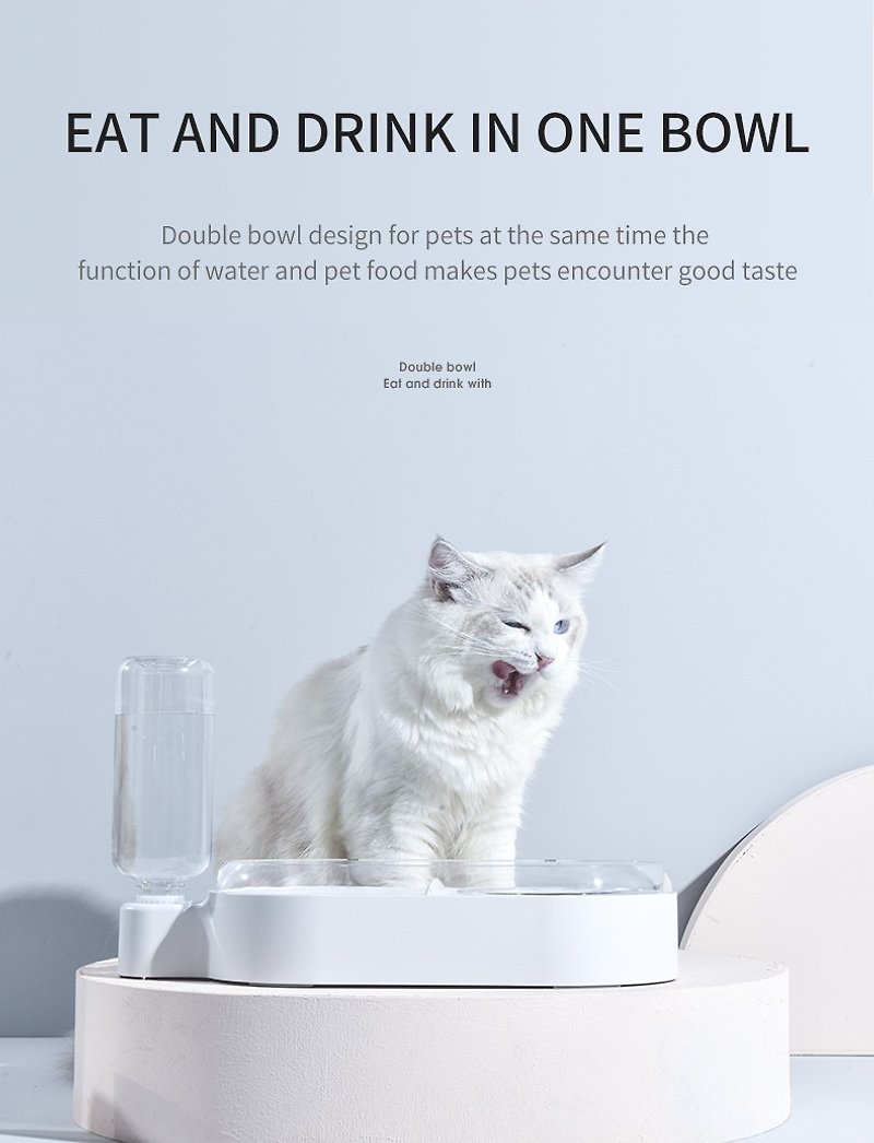 寵物飲食兩用雙碗 - 寵物碗/碗架 - 其他材質 白色