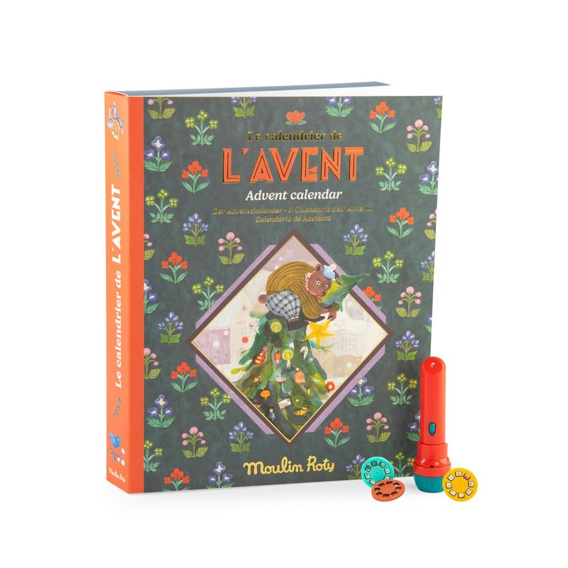 【預購】法國 Moulin Roty 米努奇卡斯 聖誕倒數故事投影禮盒 - 兒童繪本/故事書 - 塑膠 多色