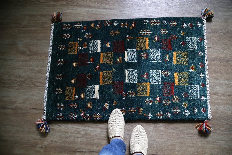 Wool Woven Rug 90x61cm - Items for Display - Wool Green