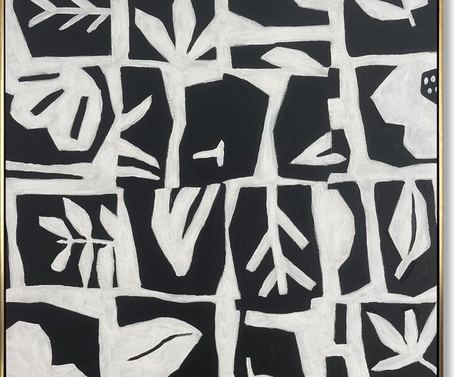 ミニマリスト植物抽象画白黒自然からインスピレーションを得たアート