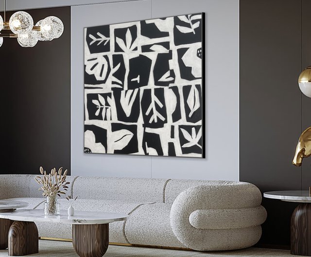 ミニマリスト植物抽象画白黒自然からインスピレーションを得た