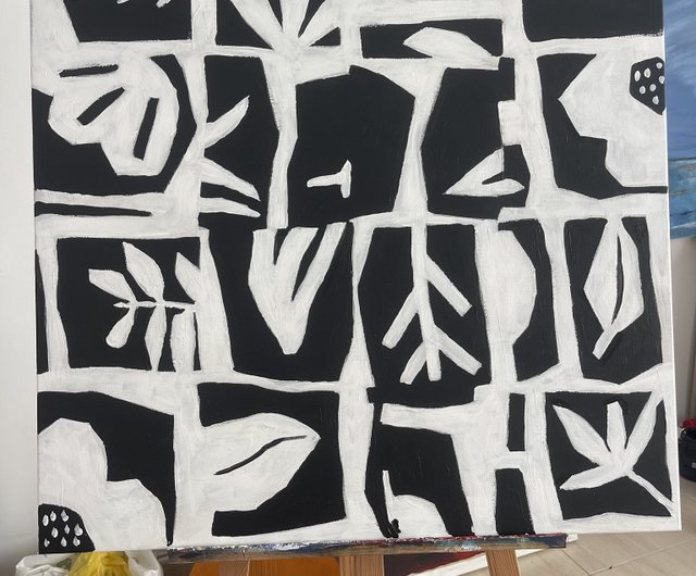 ミニマリスト植物抽象画白黒自然からインスピレーションを得たアート