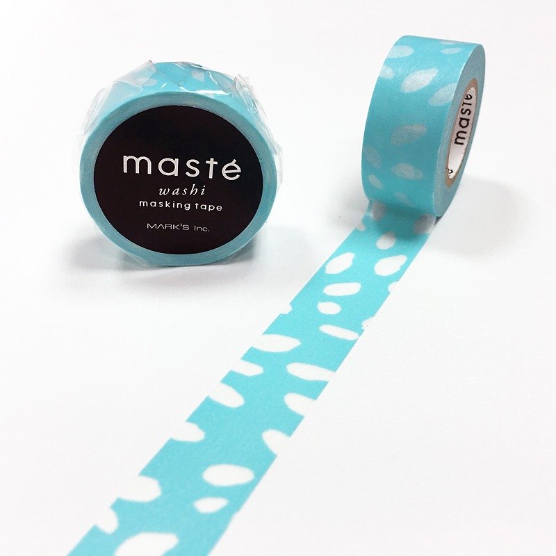 maste 和紙膠帶 海外限定系列-Basic【水滴點點-藍 (MST-MKT197-BL)】 - 紙膠帶 - 紙 藍色
