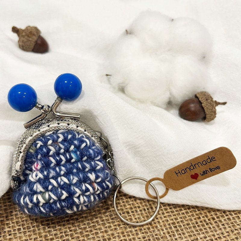 *[Limited Edition]*Macaron gold bag keychain-No.10-denim blue-teacher/graduation gift - ที่ห้อยกุญแจ - ขนแกะ 