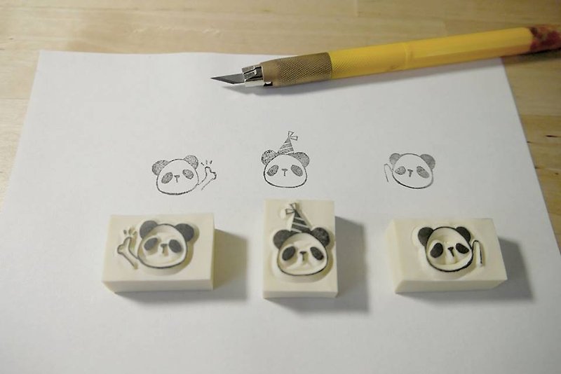 熊貓-(3入一組) - 印章/印台 - 橡膠 