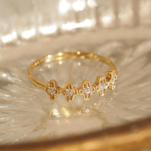 IRIZA Jewellery 18K金五個十字鑽石戒指18K Gold The Five Cross Diamond Ring