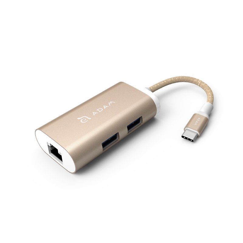 ハブeC301 USB 3.1 USB-C 3ポートマルチファンクションネットワークハブゴールド - 充電器・USBコード - 金属 ゴールド