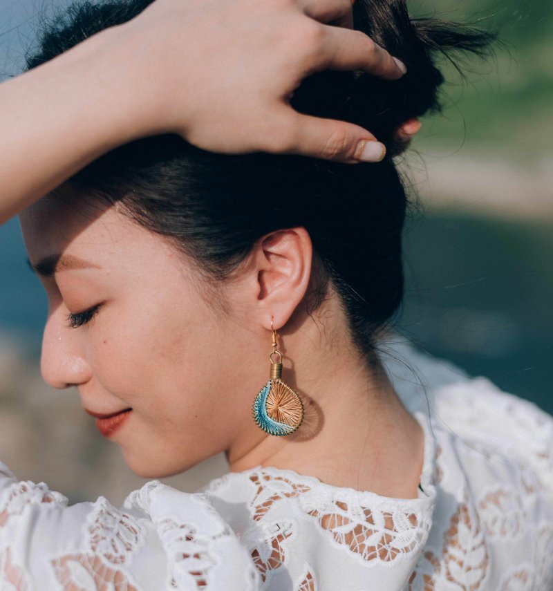 Woven thread earring - Drop Earrings Not Bombs / REDSEA / medium - ต่างหู - งานปัก สีส้ม