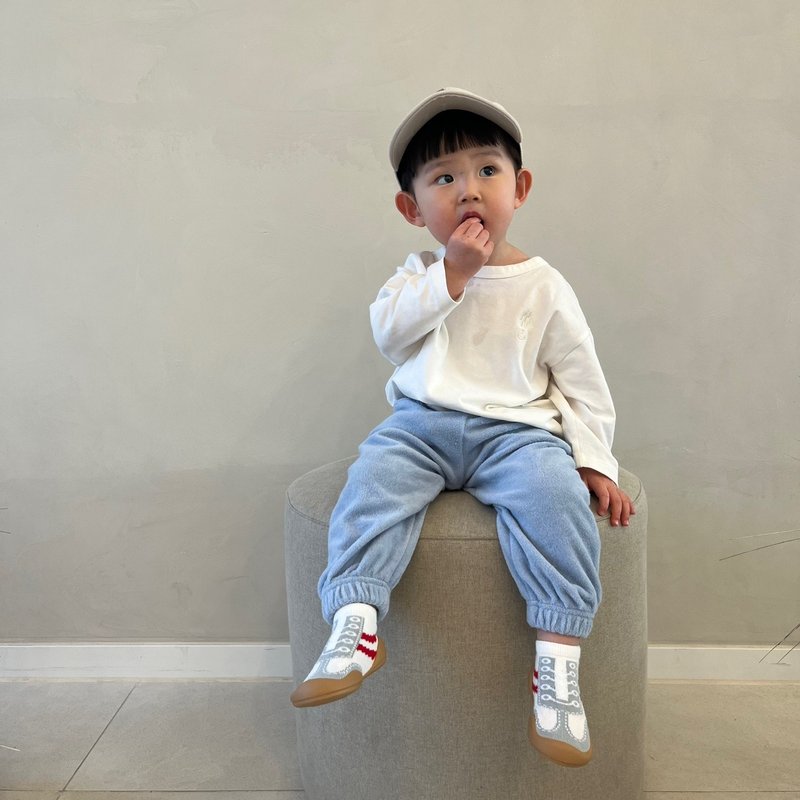 South Korea Ggomoosin Toddler Socks and Shoes - Running Sneakers (Gray) - รองเท้าเด็ก - ผ้าฝ้าย/ผ้าลินิน 